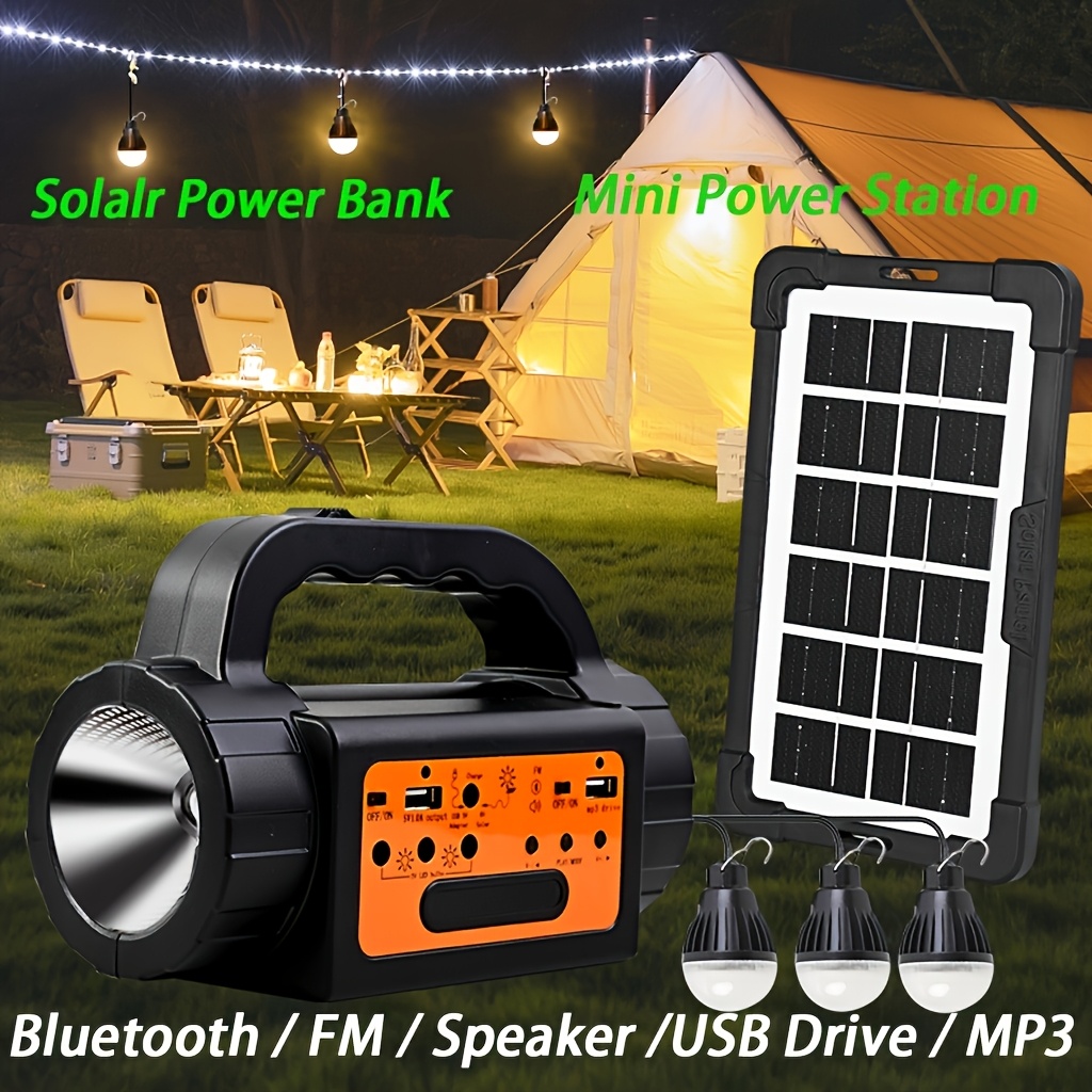 Outdoor Power Generator - Solar Rechargeable Camping Lights Outdoor, Powered